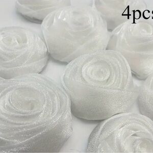 4, 2” Gauze Ivory Roses | Embellished for Jewelry, Home & Clothing | New